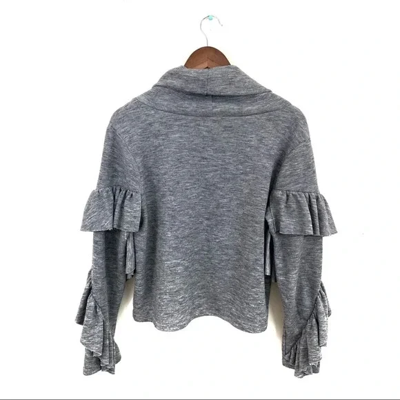 Leith Sweater Ruffle Sleeve High Low Cowl Neck - Picture 3 of 7